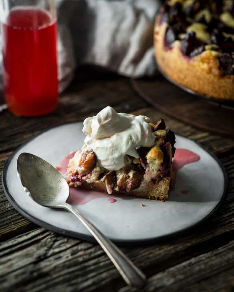 Slice of Plum Cheesecake Tart