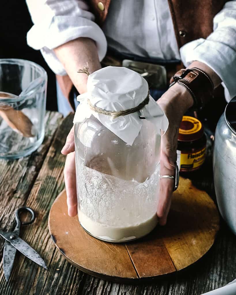 Glass Jar of sourdough starter