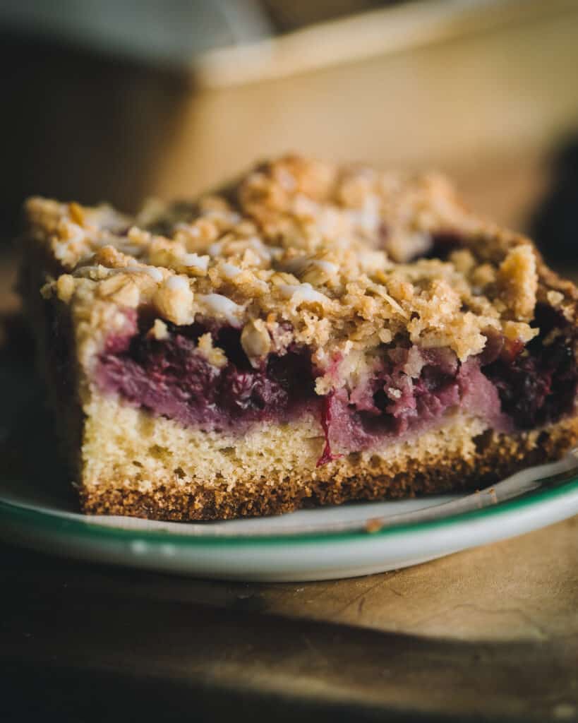 close up detail of Blackberry Oatcrunch Coffeecake