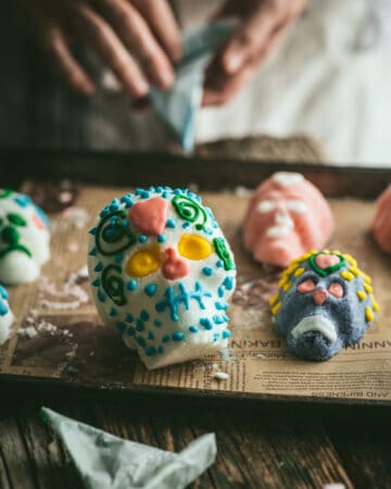 Sugar skulls on a tray