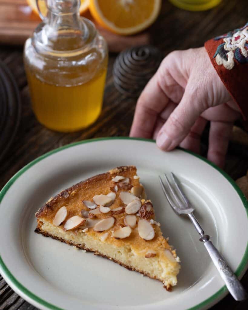 wedge of Orange Almond Cake on plate