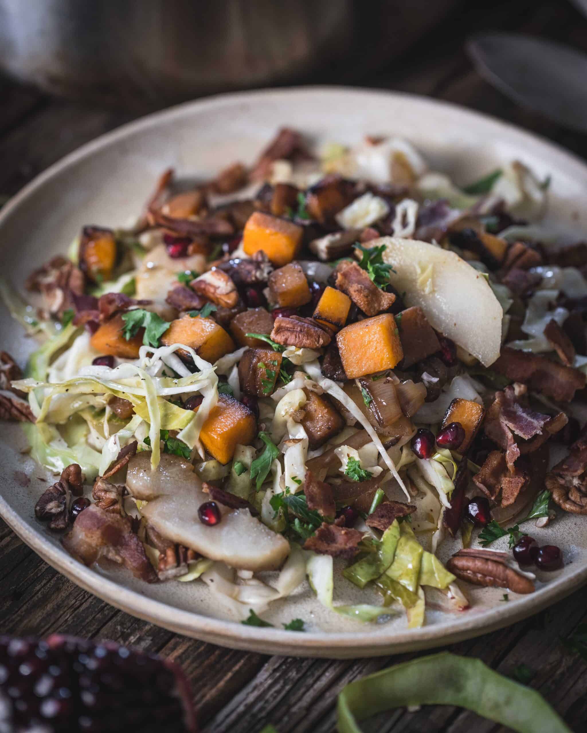 Fried Cabbage Winter Salad is so good - Kitchen Wrangler | Melissa Guerra