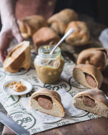 Texas kolaches klobasnek with mustard