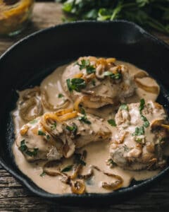 close up view of mustard chicken