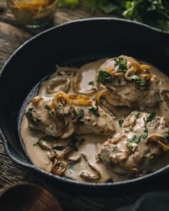 close up view of mustard chicken